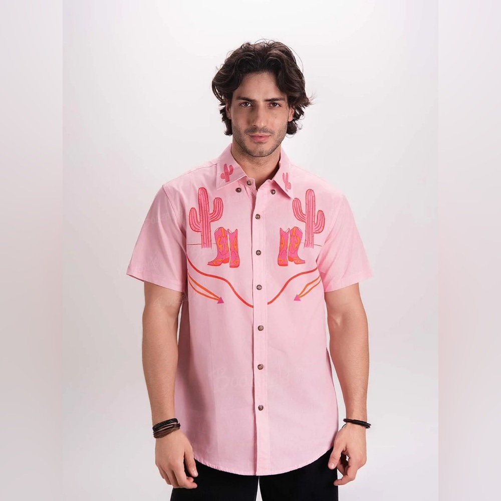 Men’s Boozelele Pink western Ranch Shirt